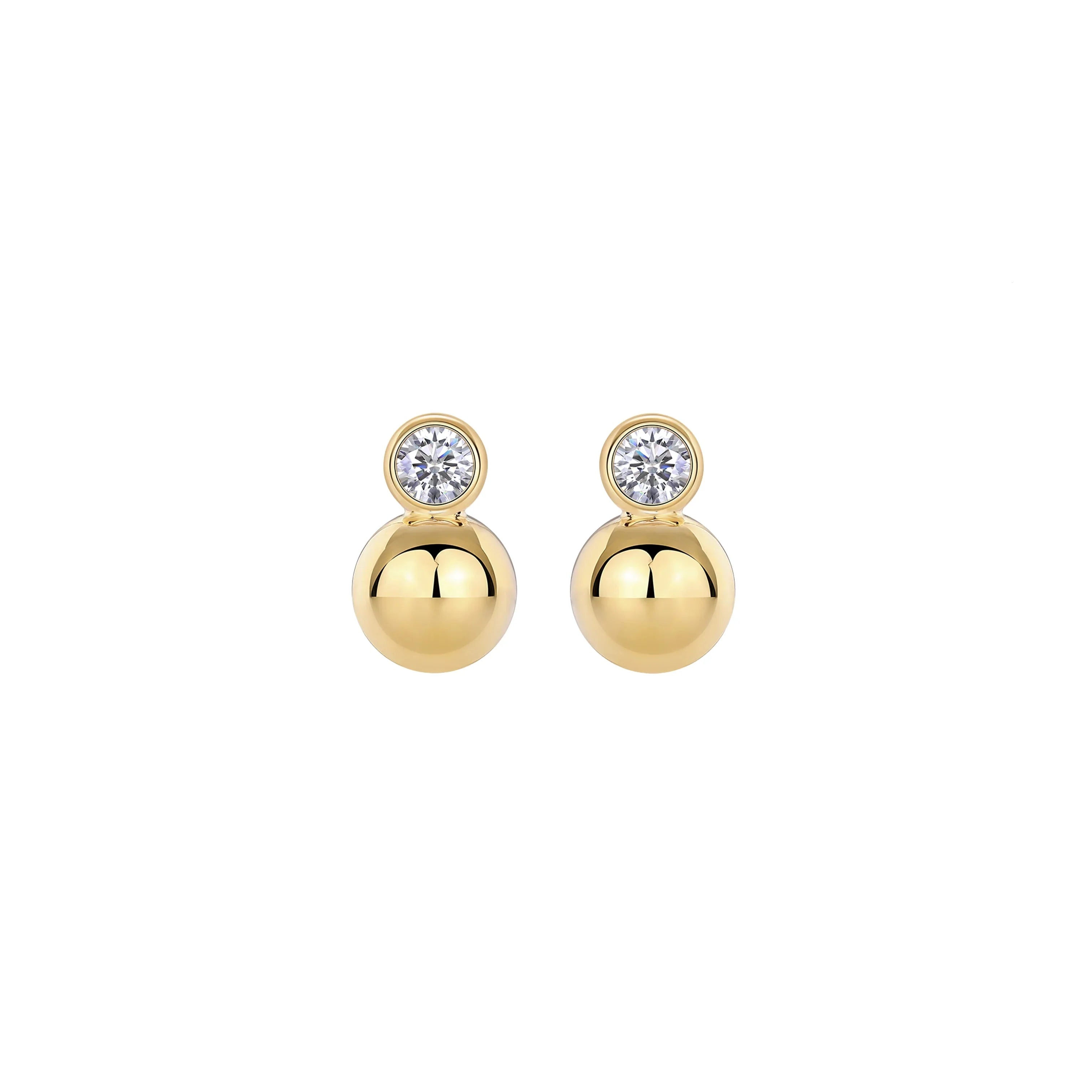 0.5ct x2 Moissanite Orb Stud Earrings S925 Sterling Silver 18K Gold Plated