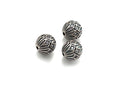 Antique Silver CZ Pave round ball, CZ Pave Spacer Beads in oxidized silver,10mm, sku#X133