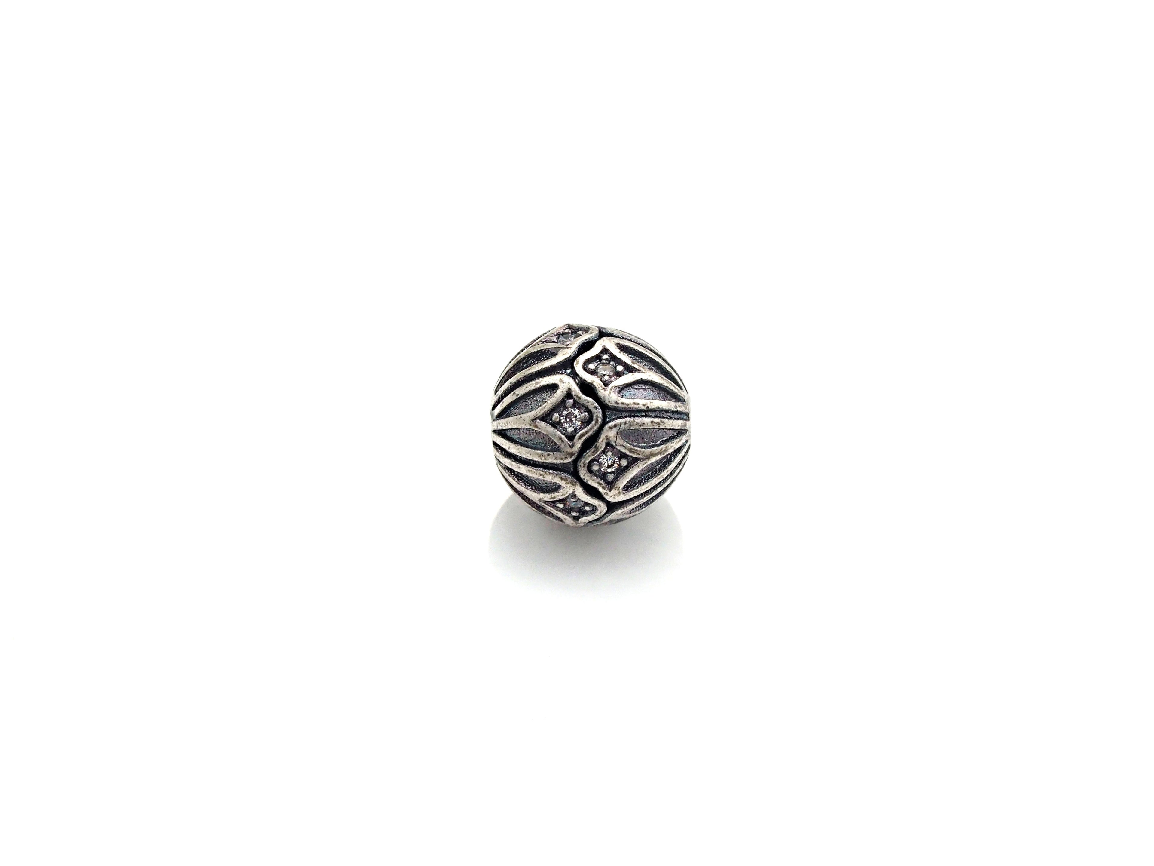 Antique Silver CZ Pave round ball, CZ Pave Spacer Beads in oxidized silver,10mm, sku#X133