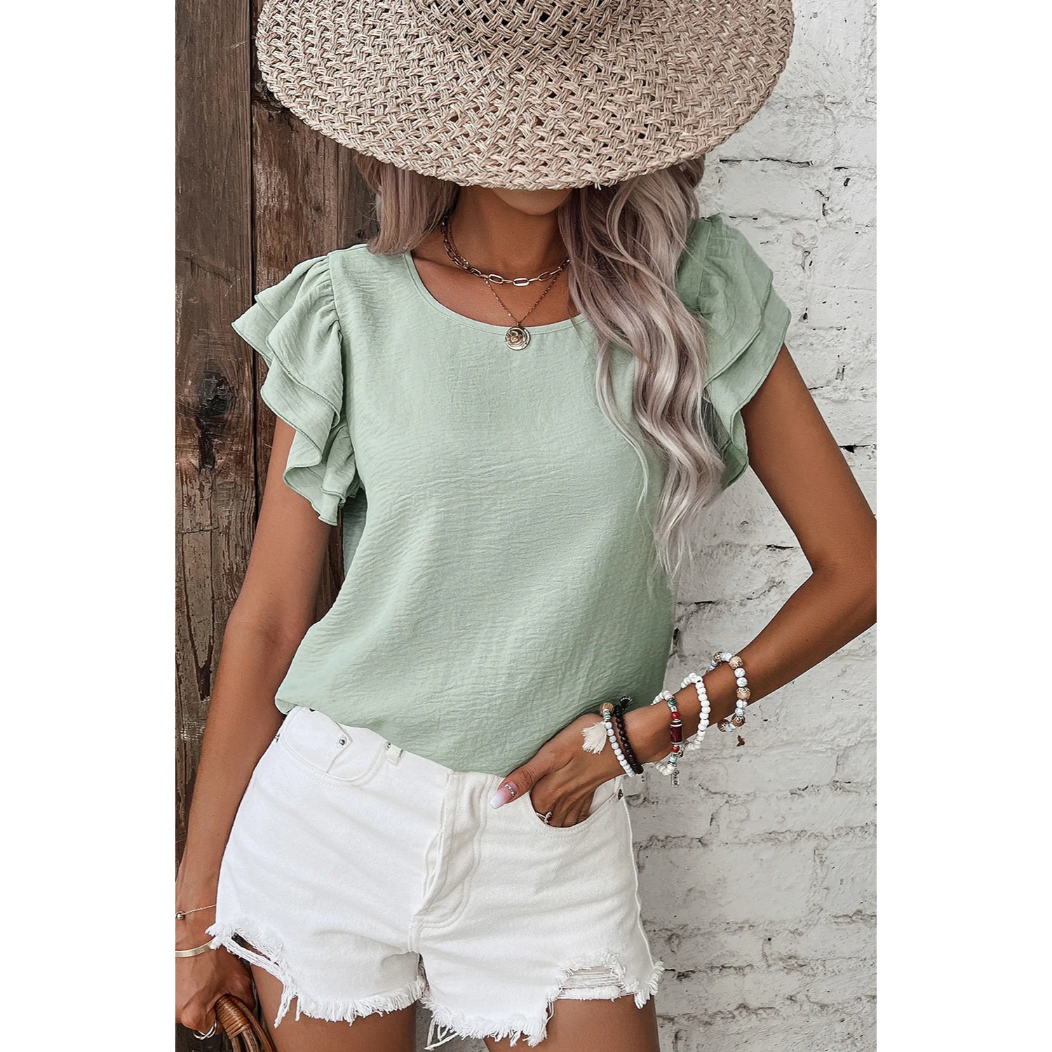 Melania - Lightweight Ruffled Sleeve Top