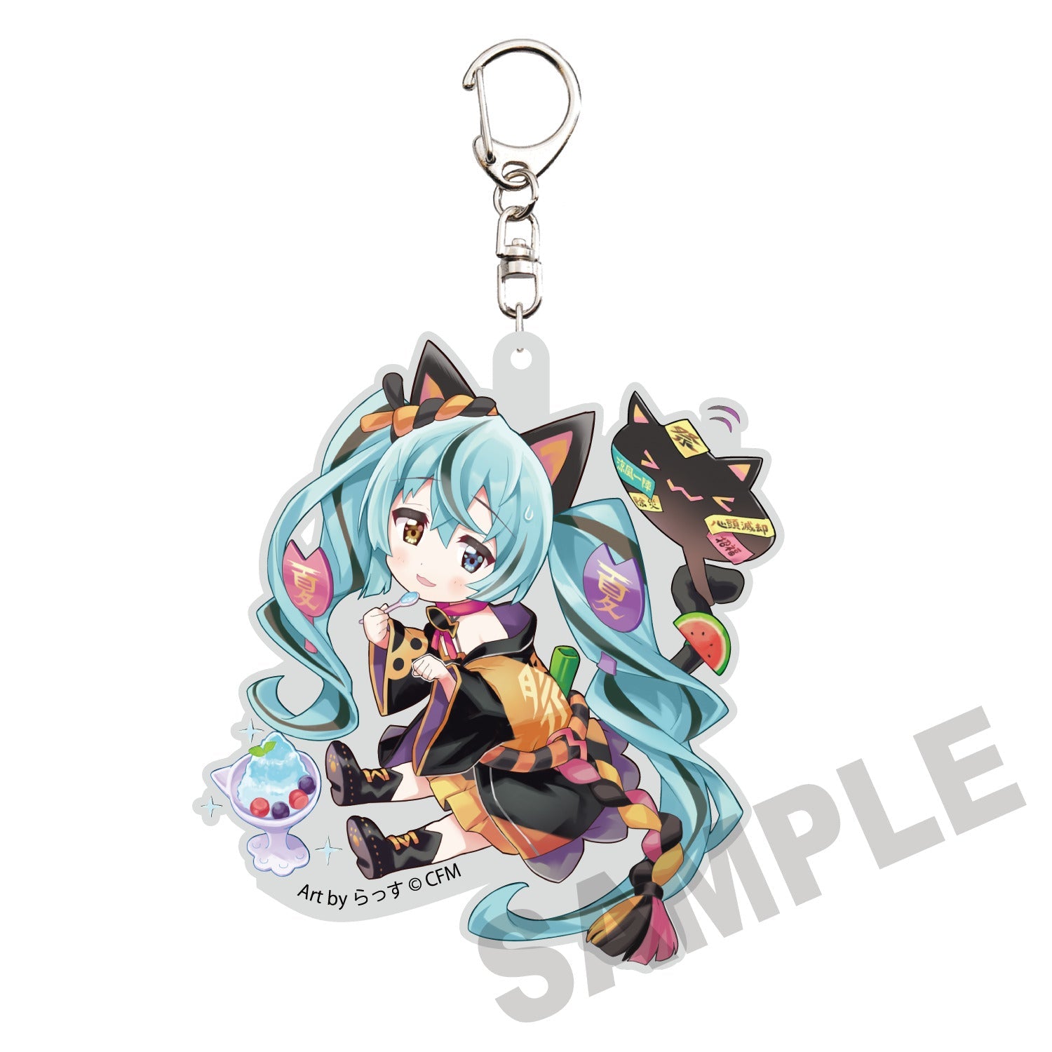 HATSUNE MIKU X MANEKI-NEKO DIE-CUT HATSUNE MIKU BLACK CAT ART BY RASSU ACRYLIC KEYCHAIN