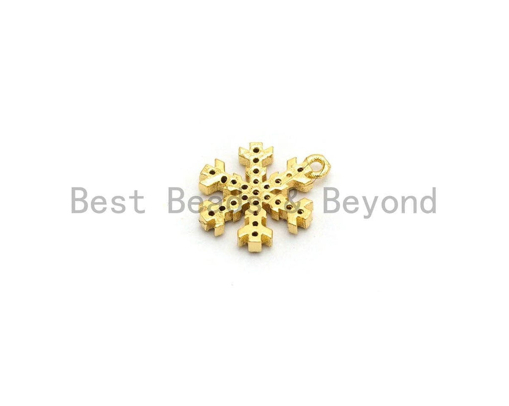 Multi Color CZ Micro Pave Snowflake Charm,Snowflake Shaped Pave Pendant, Gold plated, 14x11mm, Sku#B107