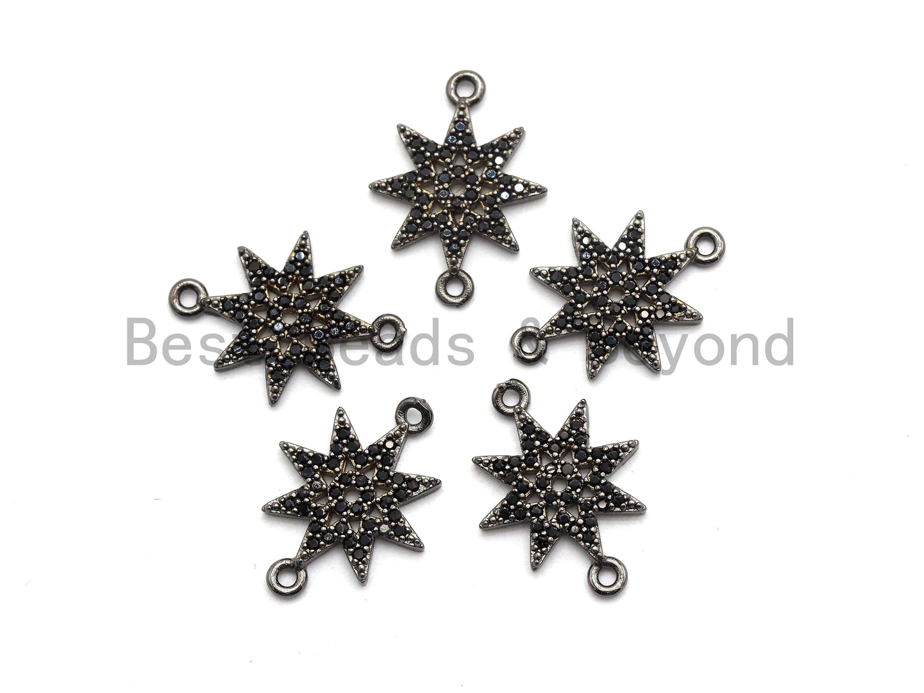 Black CZ Pave On Black Micro Pave Star Connector, Sku#A94