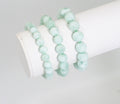 Genuine Green Angelite Round Smooth Stretchy Bracelet, 8mm/10mm/12mm, Sku#EF274