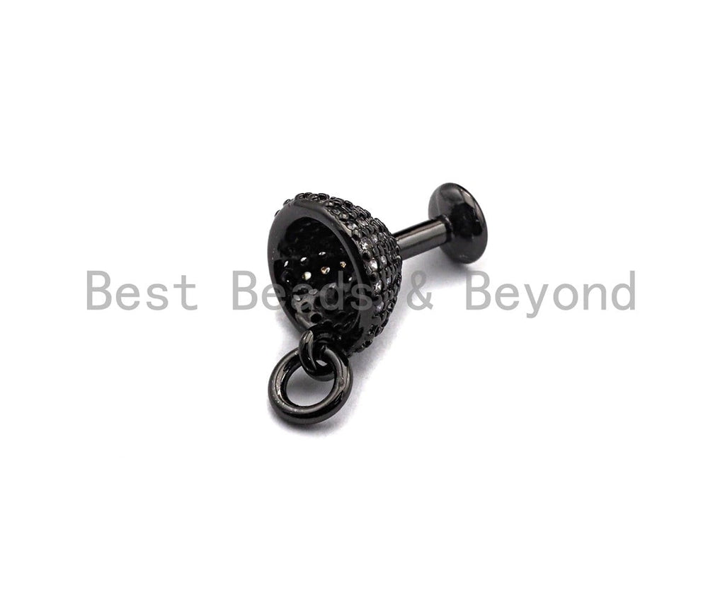 Clear CZ Micro Pave Goblet Pendant, Wine Cup Charm, Cup Pave Pendant, Gold/Silver/Rose Gold/Black plated, 9x14mm, Sku#X109