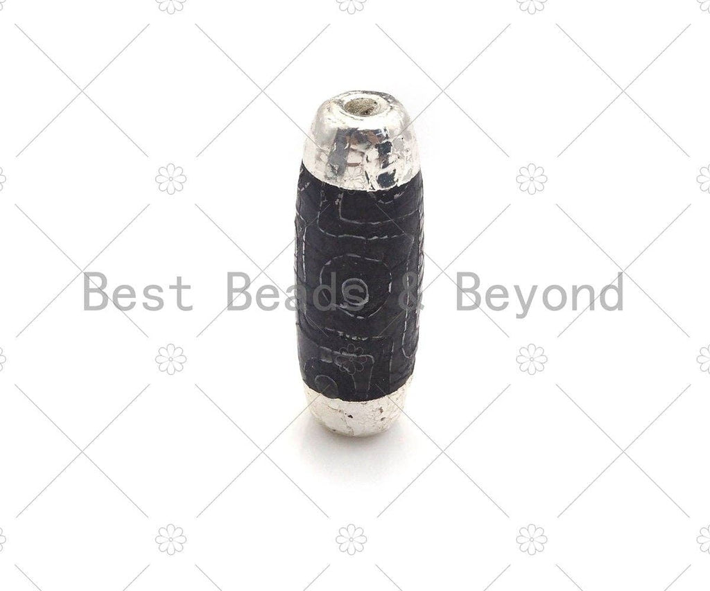 Tibetan Agate Barrel Shape Spacer Beads, 14x41mm, Sku#U961