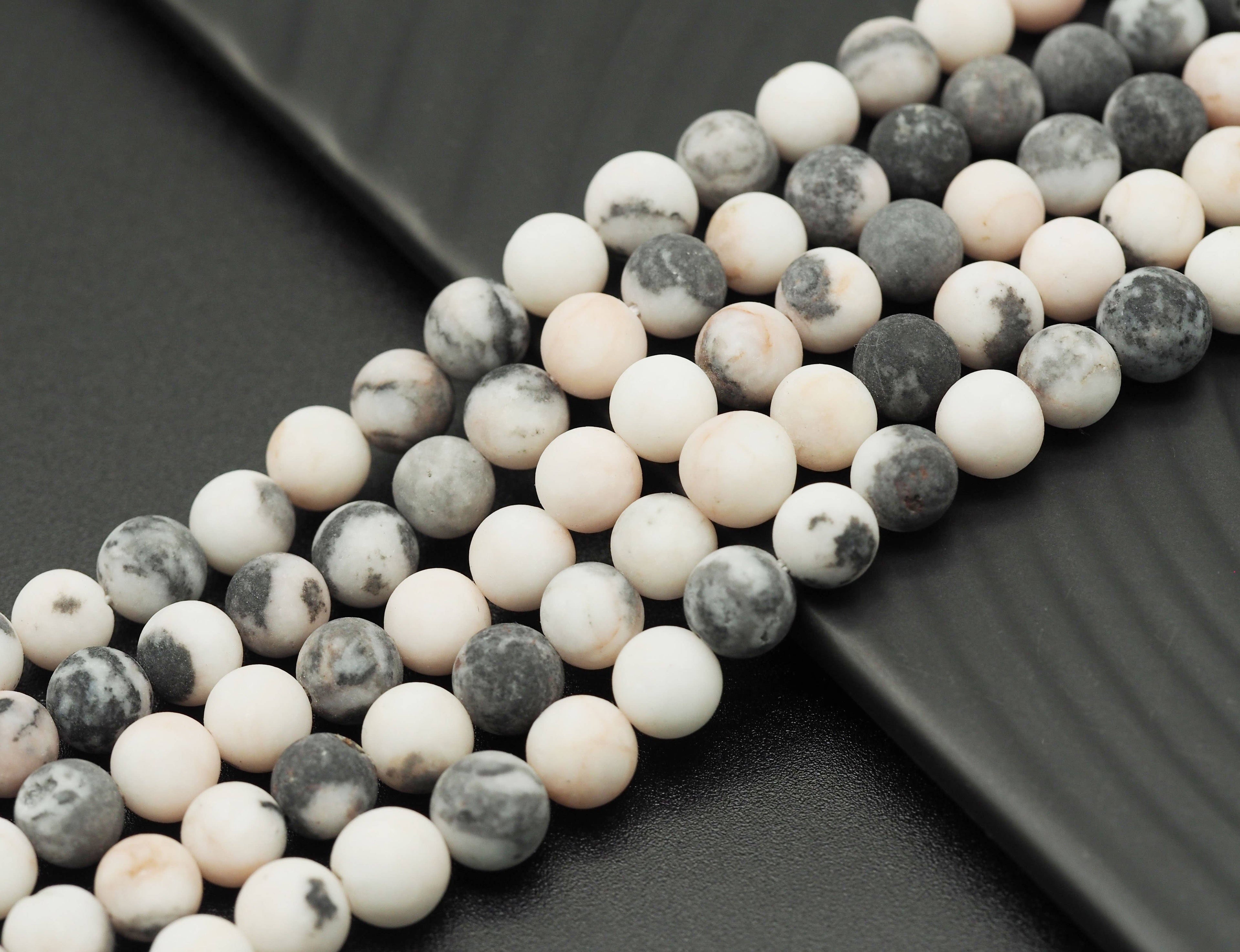 Matt Pink Zebra Jasper Round Smooth Beads, Sku#U1313