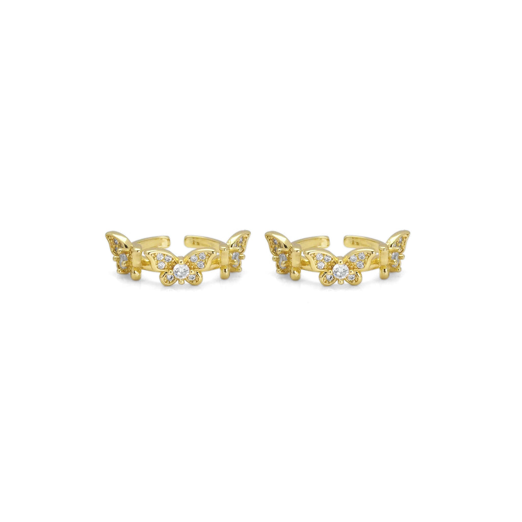 Gold CZ Butterfly Adjustable Ring, Sku#LD427