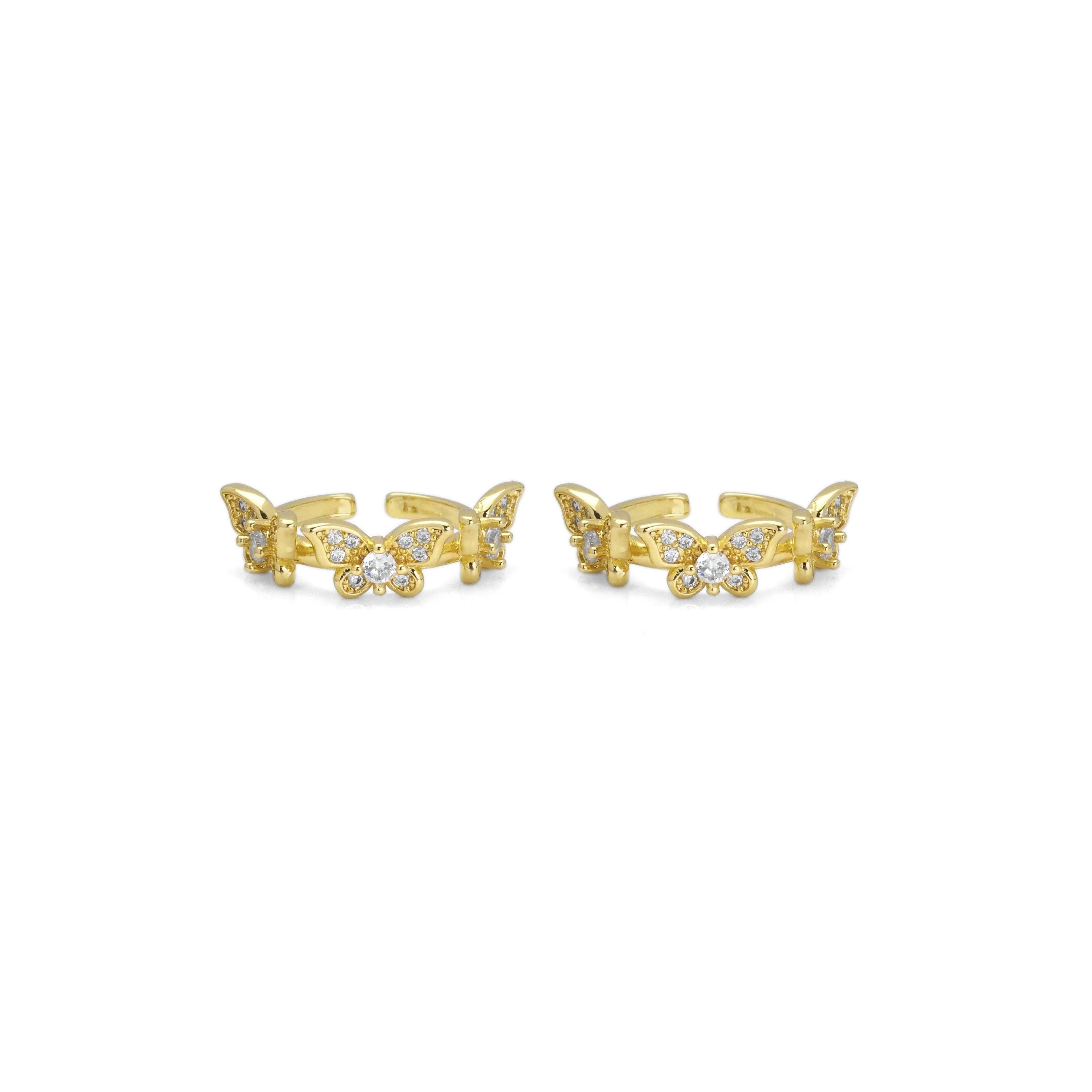 Gold CZ Butterfly Adjustable Ring, Sku#LD427