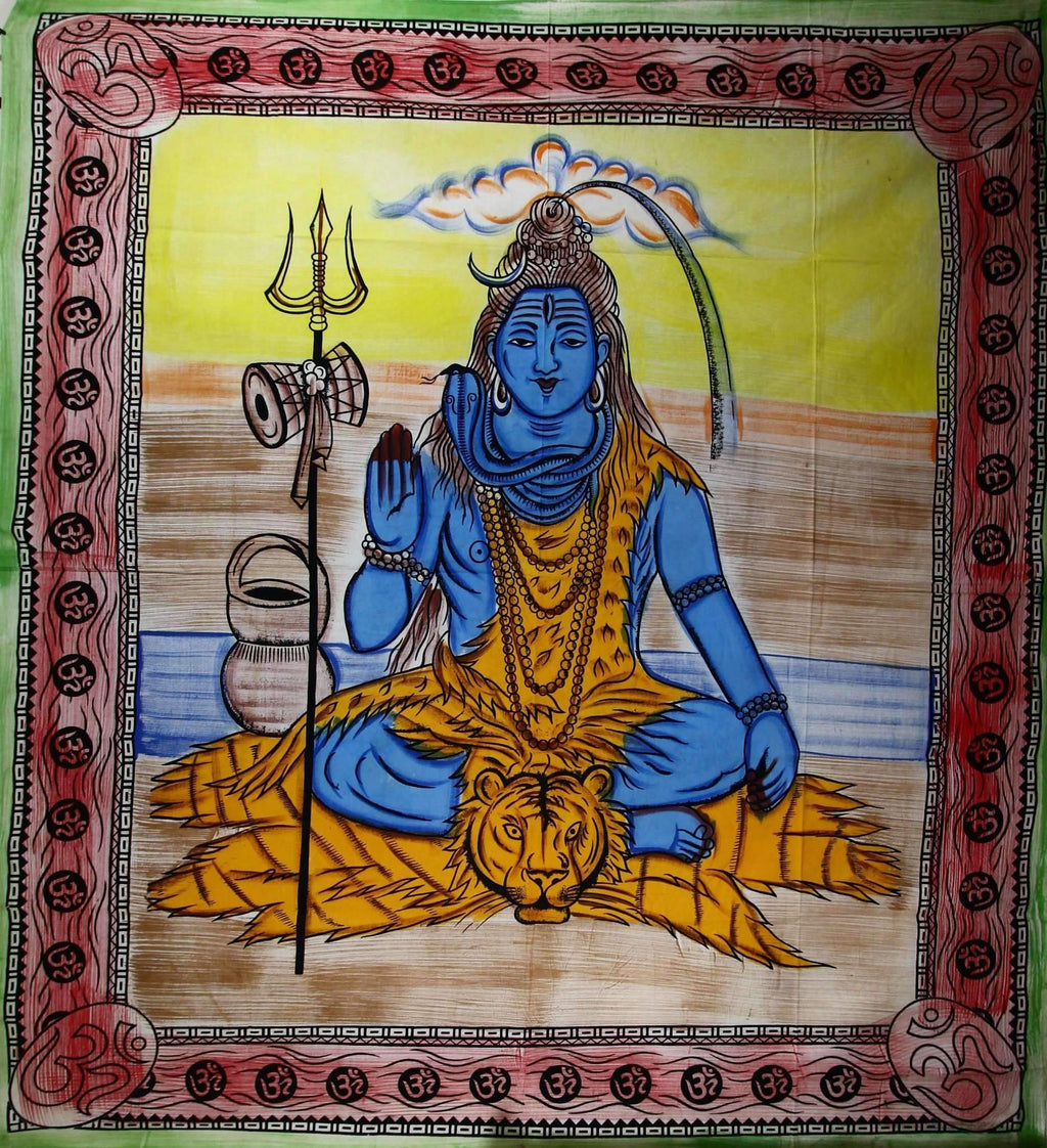 Shiva Third Eye Tapestry With Trishul And Om Wall Art