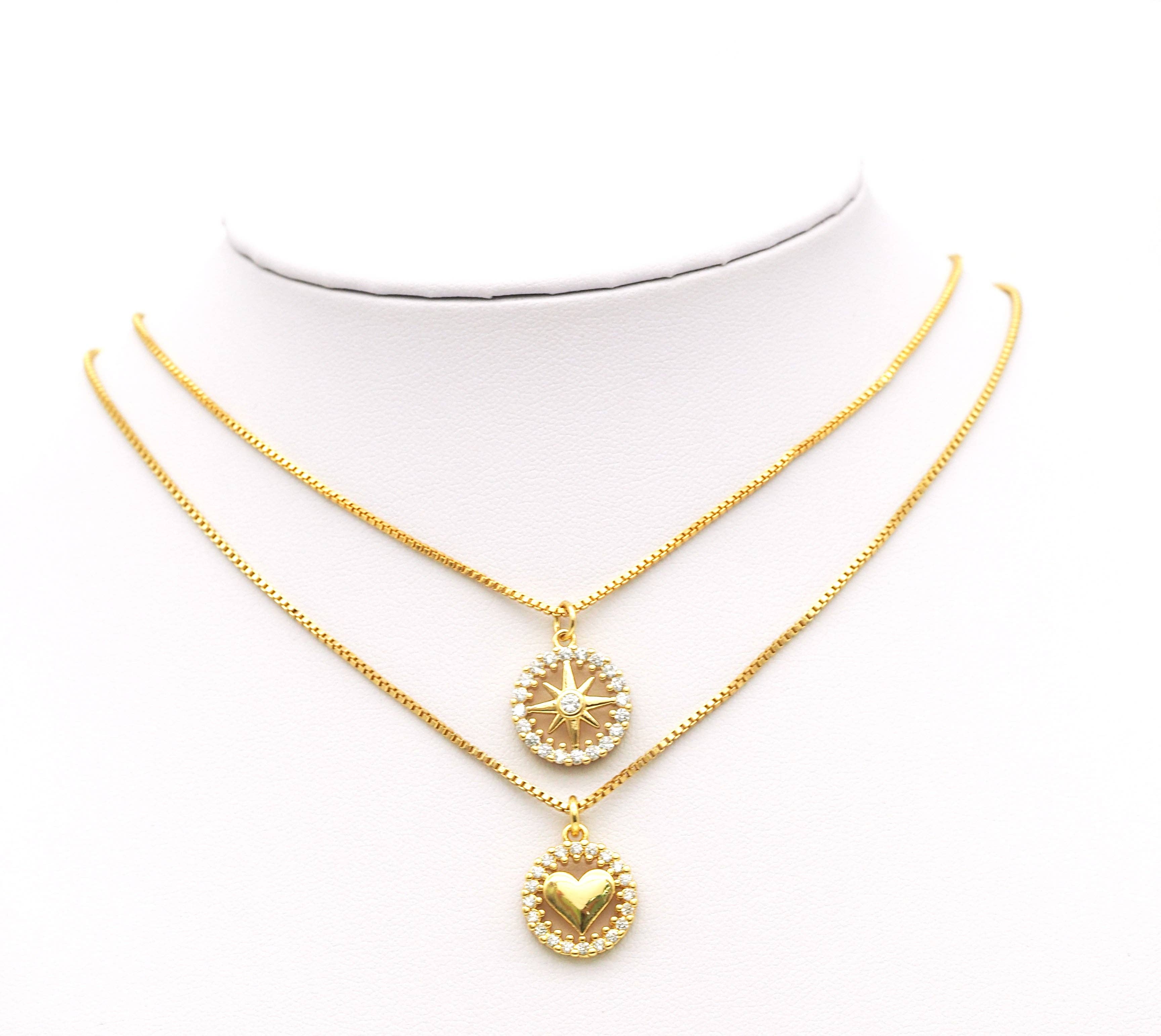 CZ Heart and North Star Charm, Sku#JL88