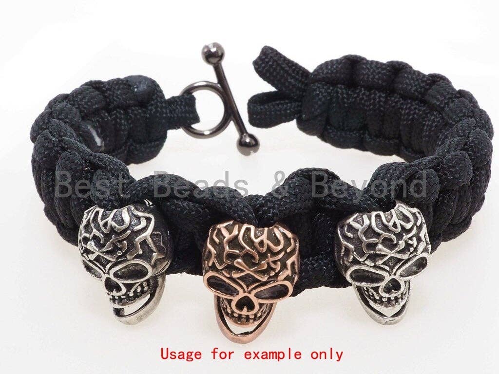 Antique Style Skull Mask Bead, For 550 Paracord Survival Bracelet, Men's Bracelet Beads, Paracord KeyChain Beads, 14x19x12mm, 1pc, sku#Y131