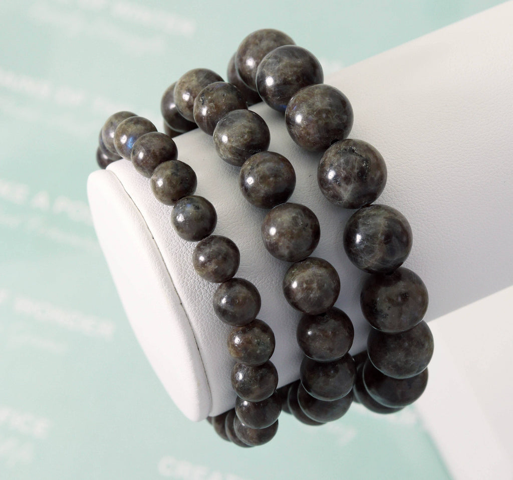 Natural Rainbow Feldspar Round Smooth Stretchy Bracelet, Sku#EF137