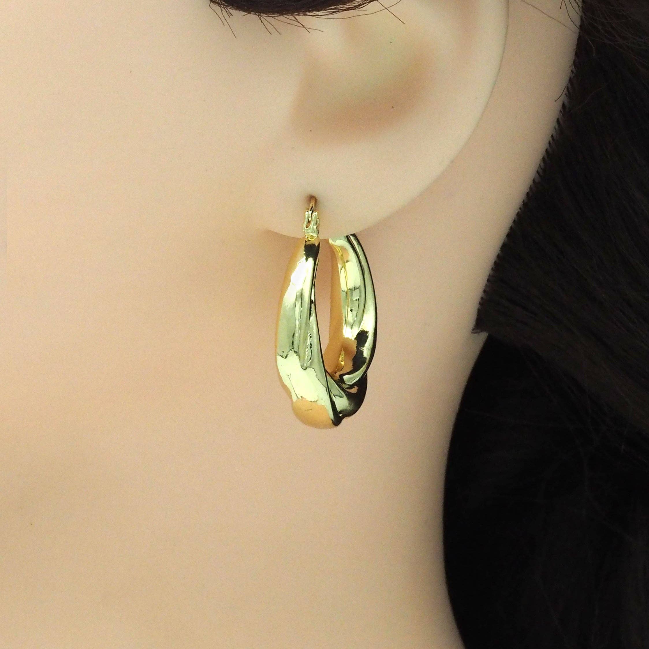 Gold Vintage Twisted Hoop Earrings, Sku#LD458