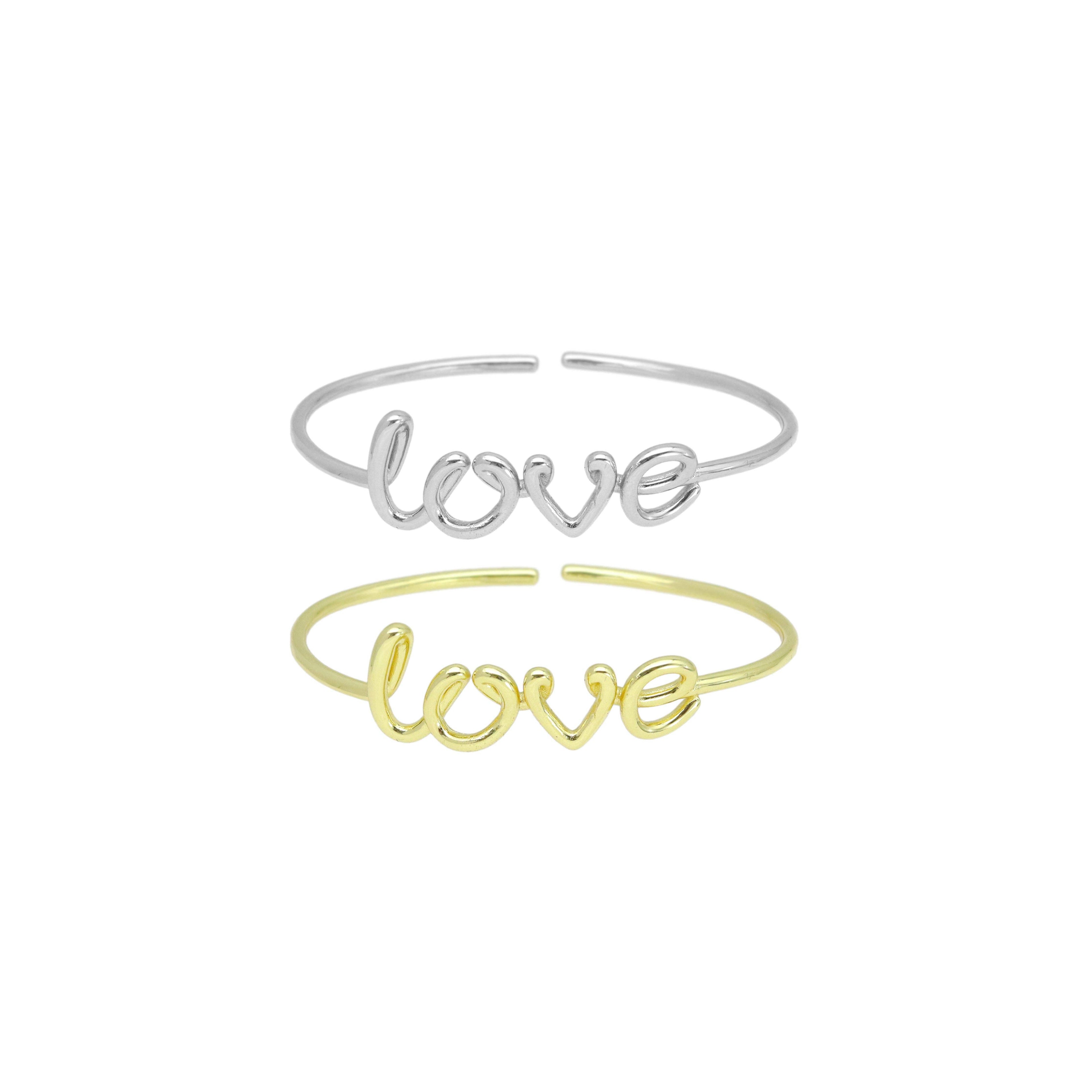 Silver Gold Love Adjustable Bracelet, Sku#A445