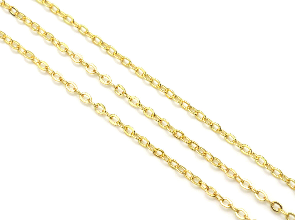 Dainty Oval Rolo link Gold unfinished chain by yard,sku# LX164