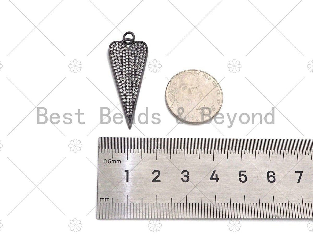 CZ Micro Pave Heart Shape Pendant/Charm,Cubic Zirconia long heart Charm, Heart Necklace Bracelet Charm Pendant,14x36mm, Sku#Y413