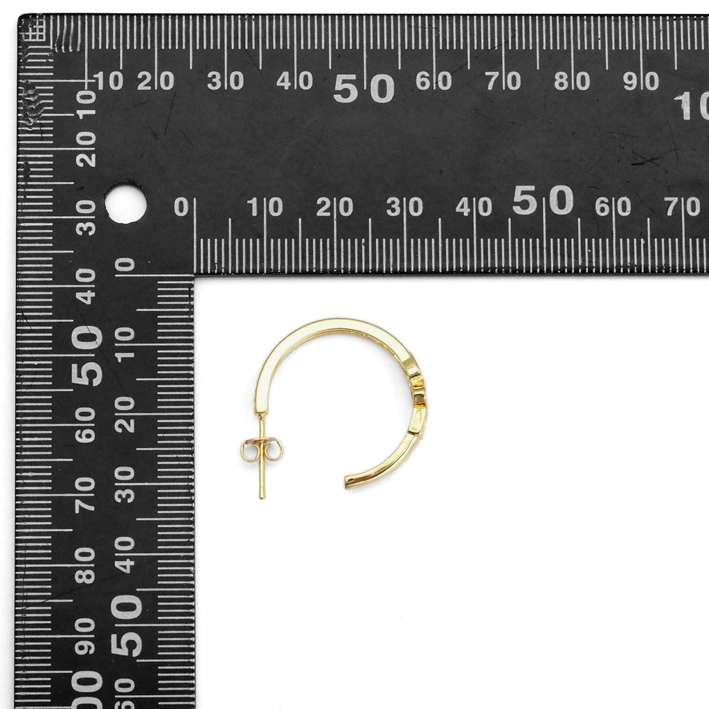 Gold Round Eye Drop CZ Round hoop Earrings, Sku#LX268