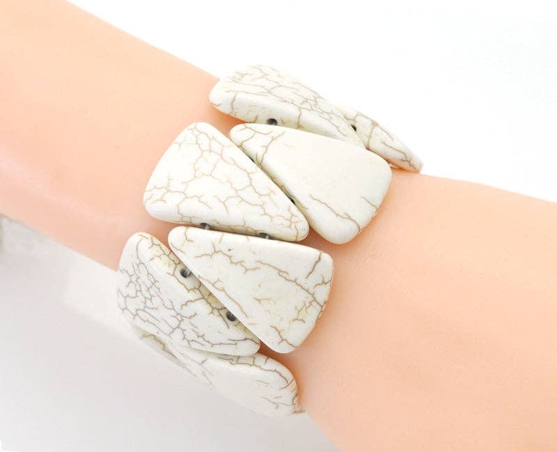 White Turquoise Adjustable Stretch Bracelet, Sku#U1467