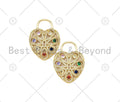 Colorful CZ Micro Pave Filigree Heart Shape Pendant,18K Gold Filled Heart Charm, Necklace Bracelet Charm Pendant, 40x30mm,Sku#LK407