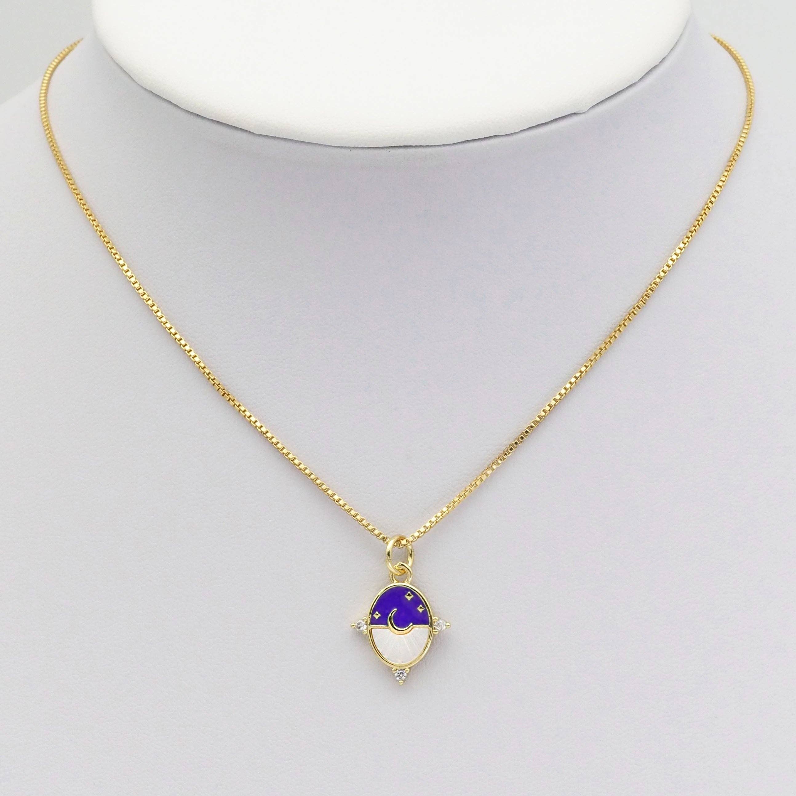 Gold Mop black white  Cresent Moon Star Oval Charm, Sku#LX286