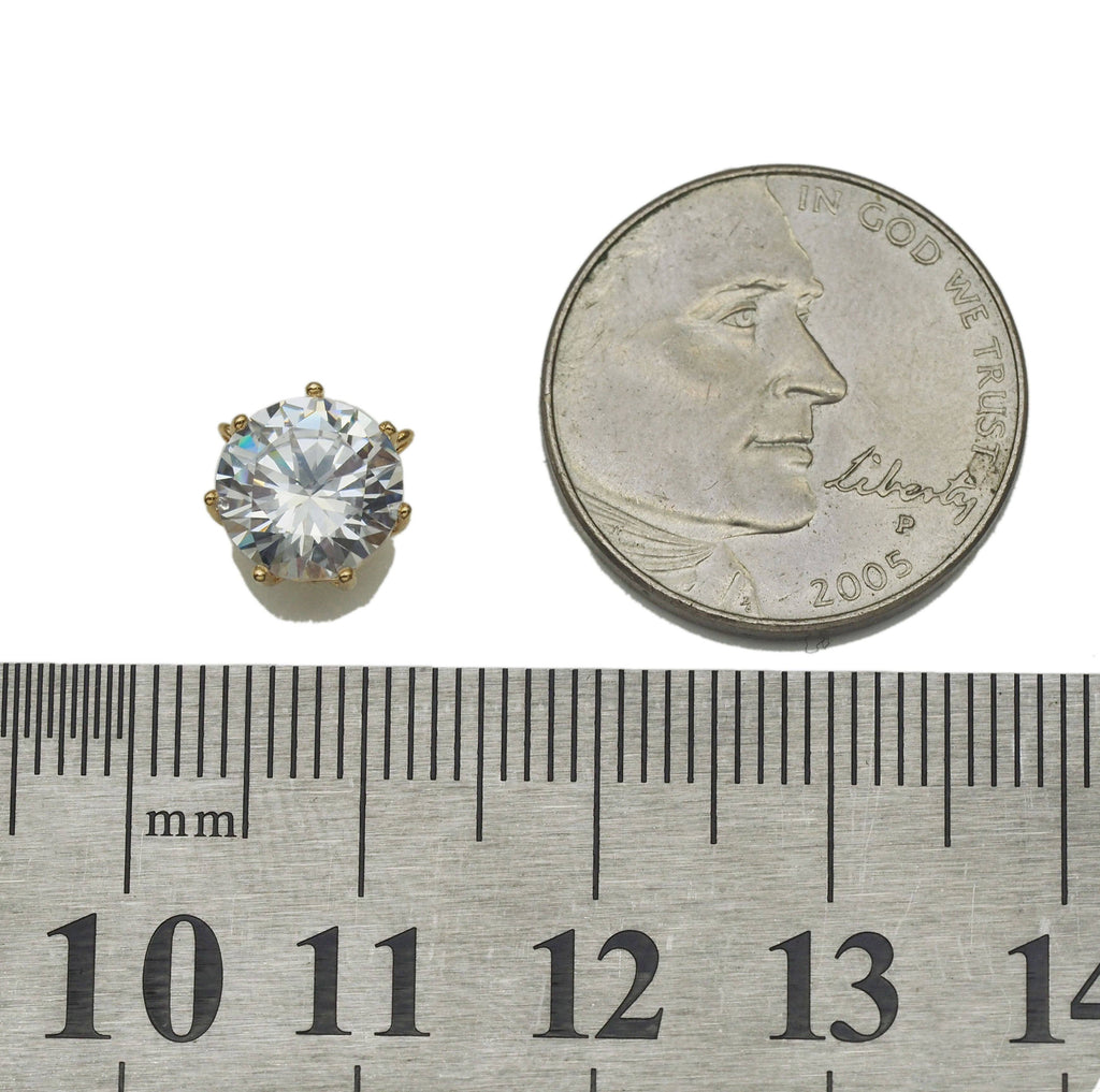 Gold Big CZ Round Connector Charm Beads, Sku#ZX93