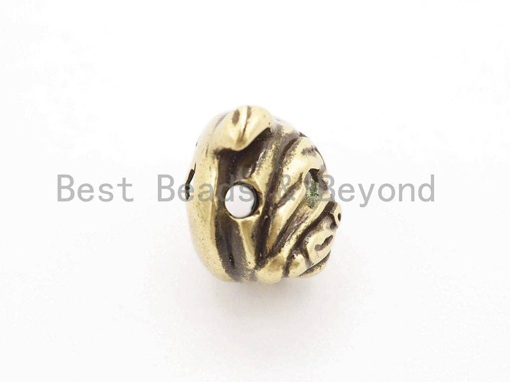 Antique Gold/Copper Bulldog Animal Head Bead, Animal Charm, CZ Pave Dog Spacer Beads, Men's Bracelet DIY, 13x11x11mm, sku#Y136
