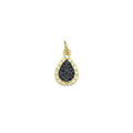 Black CZ Gold Teardrop Shape Charm Pendant, Sku#Y1029