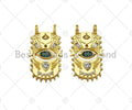 CZ Micro Pave Green Evil Eye On Rectangle Shield Shape Pendant,Evil Eye Shaking Back and Forth Charm, Gold Charm,16x28mm,Sku#Z1323