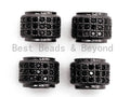Black CZ Pave On Black Cylinder/Drum Barrel Micro Pave Beads, Cubic Zirconia Big Hole Spacer Beads, Large Hole Spacer, 7x9mm,sku#G325