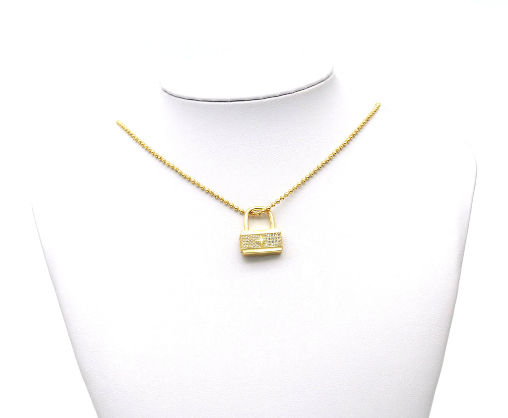CZ Padlock Charm, Sku#B137