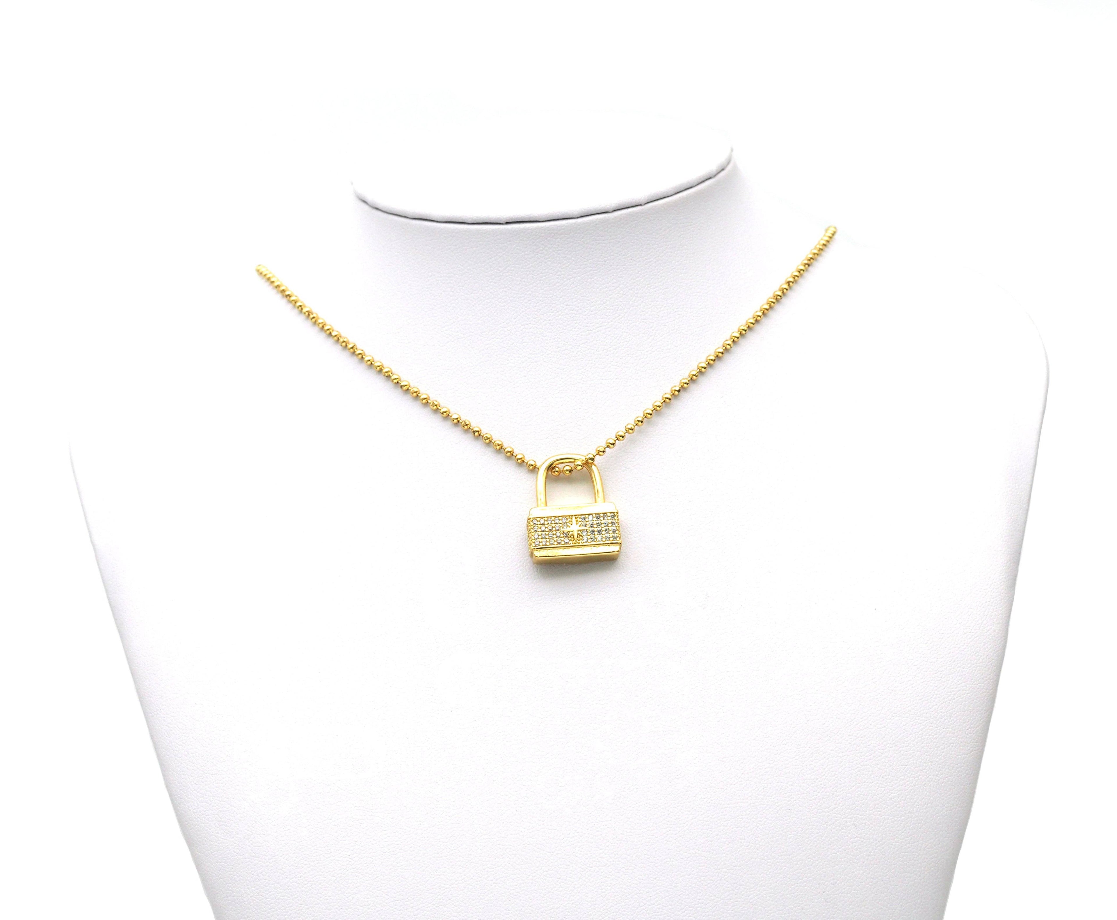 CZ Padlock Charm, Sku#B137