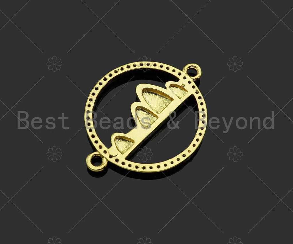 Gold Filled CZ Micro Pave Mountain On Round Ring Shape Connector,18K Gold Filled Charm, Necklace Bracelet Connector,26x20mm,Sku#LK350
