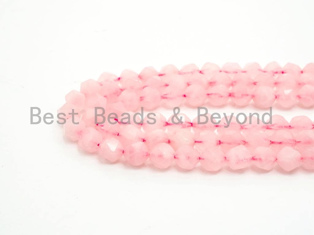 High Quality Natural Rose Quartz Diamond Cut Faceted Beads, 6mm/8mm/10mm/12mm beads, Gemstone Beads, 15.5inch strand, SKU#U93