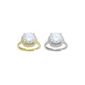 Gold Silver Big Round Diamond Statement Adjustable Ring, Sku#A277