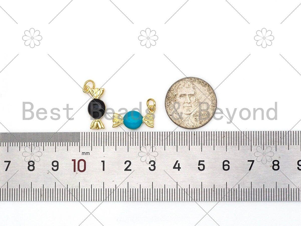 Colorful Enamel Candy Shape Pendant, 18K Gold Filled Candy Charm,Enamel Jewelry Findings, 18x8mm,Sku#F1421