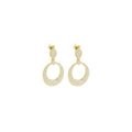 Fully CZ Pave Gold Oval go-go Dangle Earrings, Sku#LD520