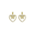 Gold CZ Butterfly On Heart Charm, Sku#LK880