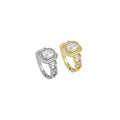 Rectangle CZ Gold Silver Diamond Ring, Sku#A141