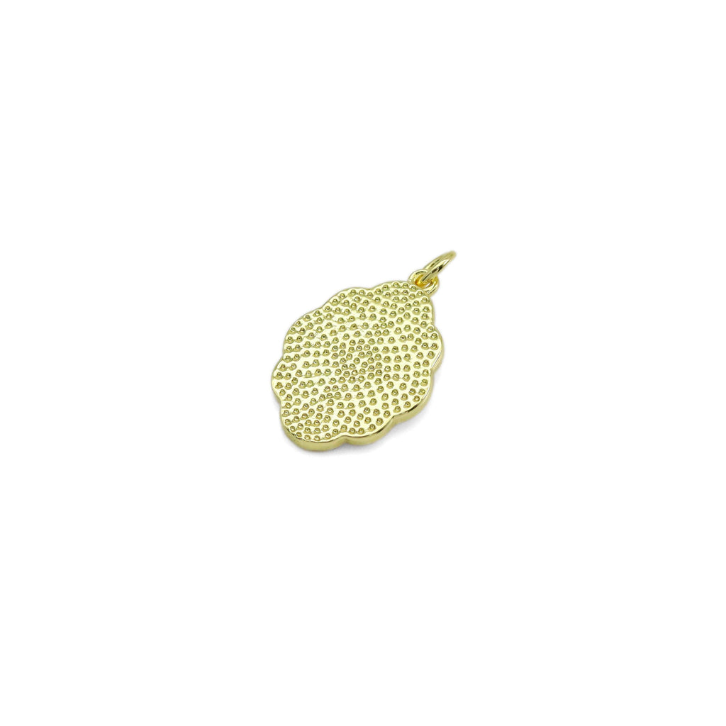 CZ Gold Embossment flower tree Oval Charm, Sku#Z1475