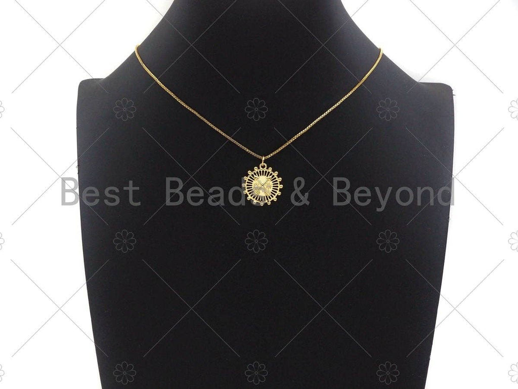Black white CZ Pave Flower Ferris Wheel Charm, Sku#LK132