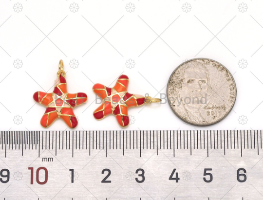 Colorful Enamel Five Point Star Shape Pendant,18K Gold Filled Star Charm, Necklace Bracelet Charm Pendant, Sku#Y559