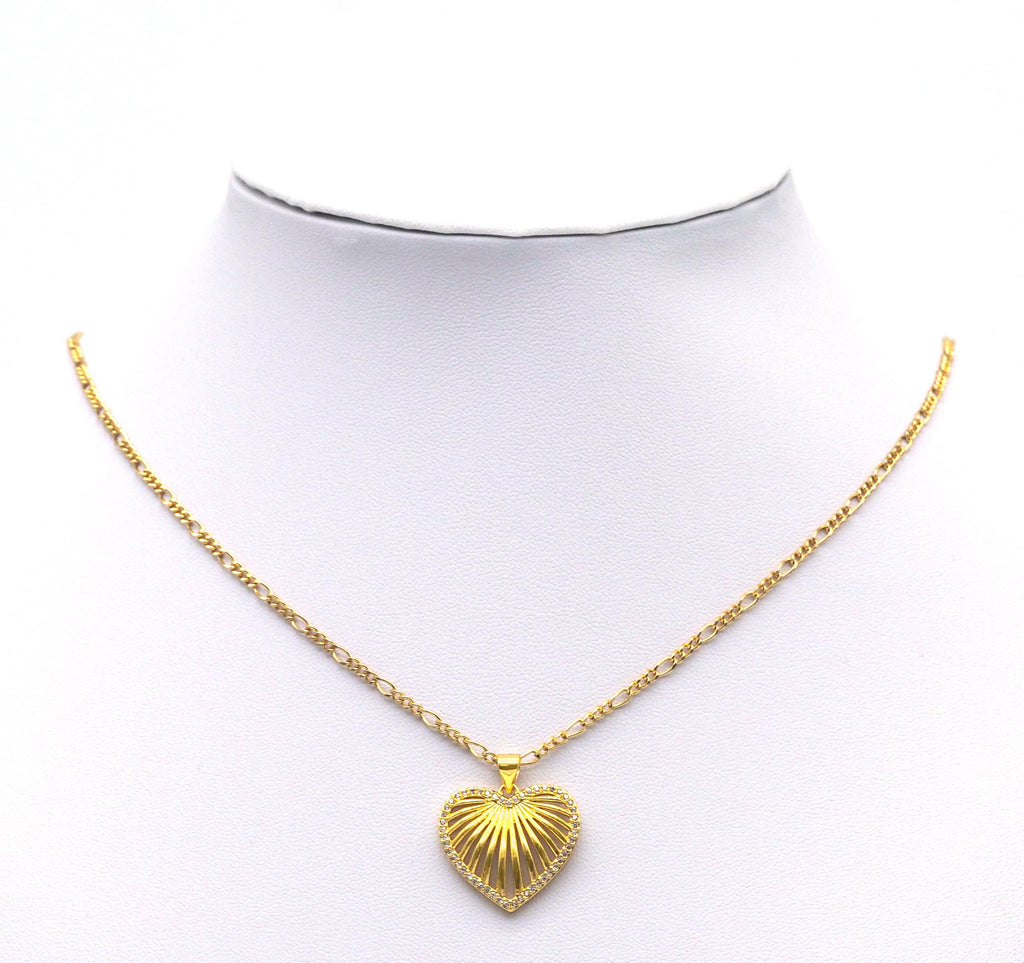 Gold CZ Hollow Fav Heart Charm, Sku#JL132