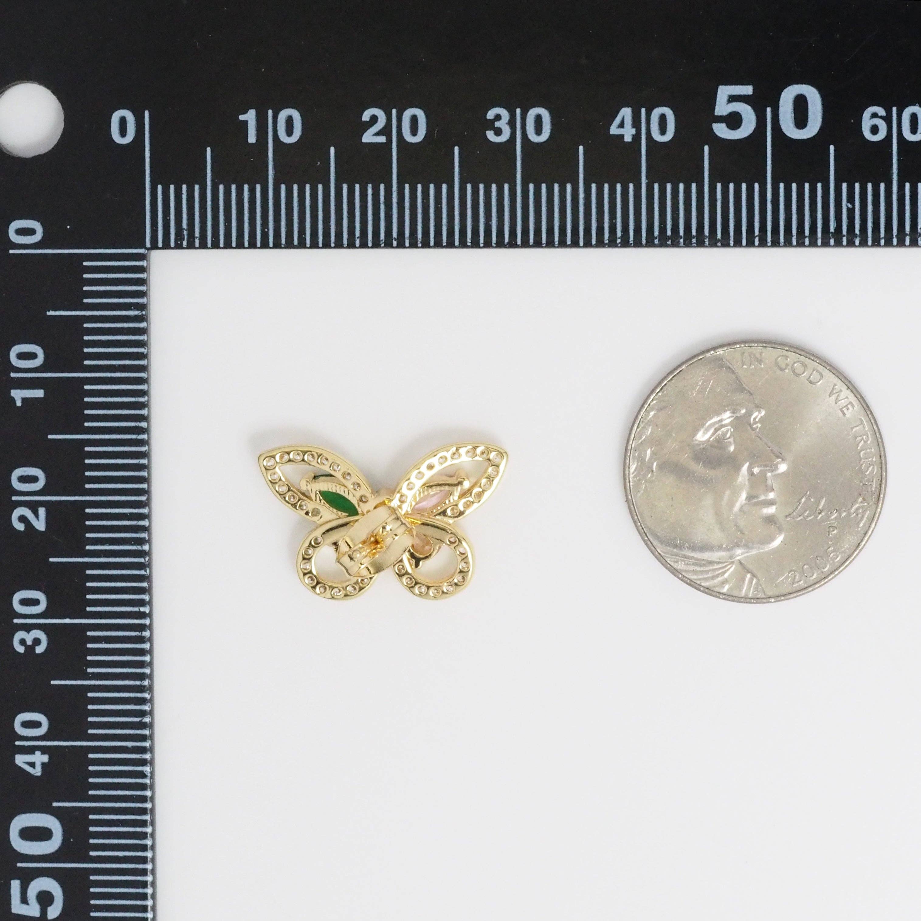 Colorful CZ Butterfly Stud Earrings, Sku#LD389