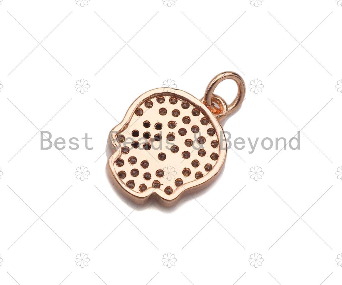 CZ Micro Pave North Star On Skull Shape Pendant/Charm,Cubic Zirconia Charm, Necklace Bracelet Charm Pendant,12x15mm, Sku#Y405
