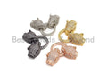 LARGE Clear CZ Micro Pave Panther Leopard Head Box Insert Clasp, Leopard Head Connector, Men's Jewelry Finding, 14x50mm, sku#C110