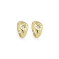 Gold CZ North Star Signet Adjustable Ring, Sku#LX326