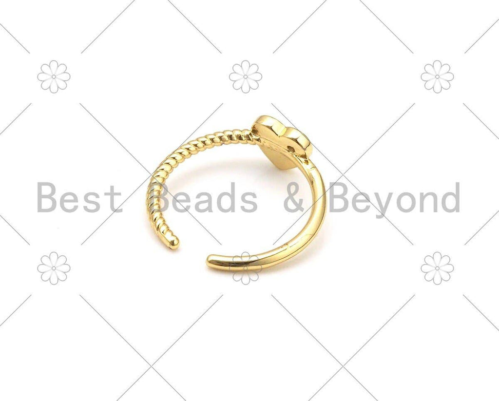CZ Heart Shape Adjustable Ring,Sku#O79