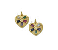 Large Trapezoid Colorful CZ Heart Charm, Sku#F1491