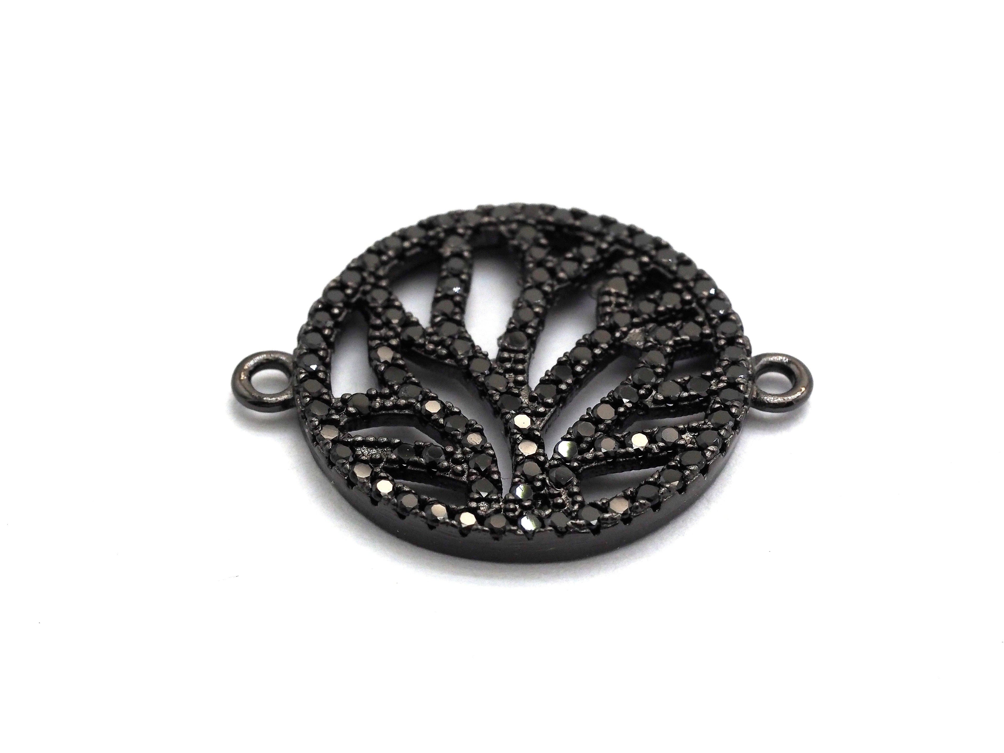Black CZ flower Connector charm, sku#A92